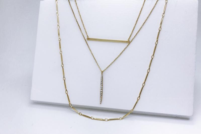 [Ozel] Sophisticated Glossy Brass Cubic Necklace