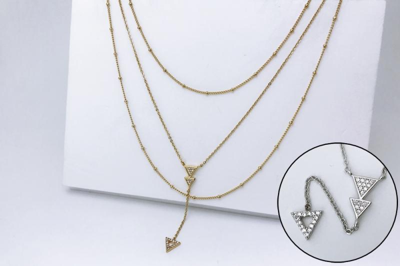 [Ozel] Luxurious Glossy Brass Cubic Necklace