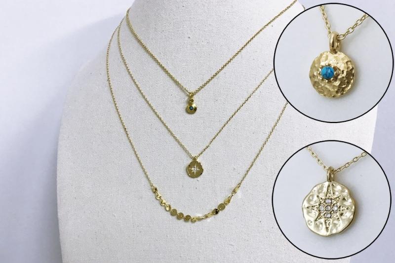 [Ozel] Romantic Mood Glossy Brass Cubic Necklace
