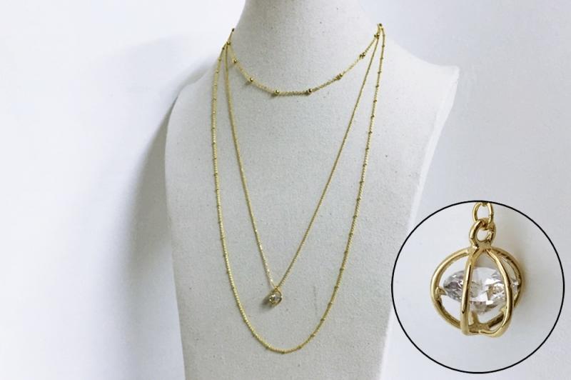 [Ozel] Modern Classic Glossy Brass Cubic Necklace [Ozel]