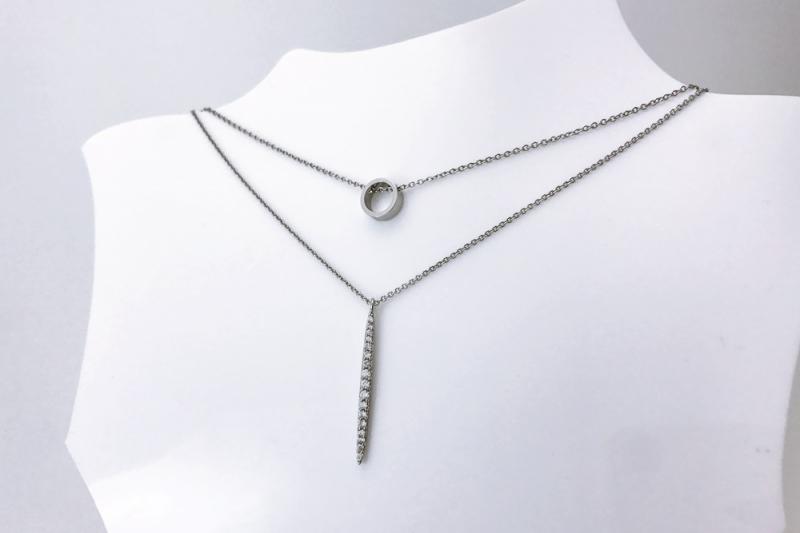 Trendy Glossy Brass Cubic Necklace [Ozel