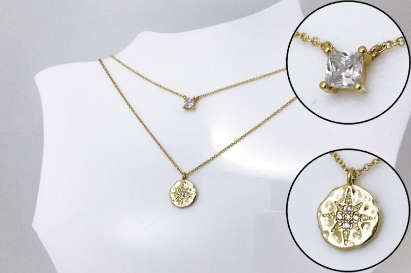[Ozel] Luxurious Glossy Brass Cubic Necklace