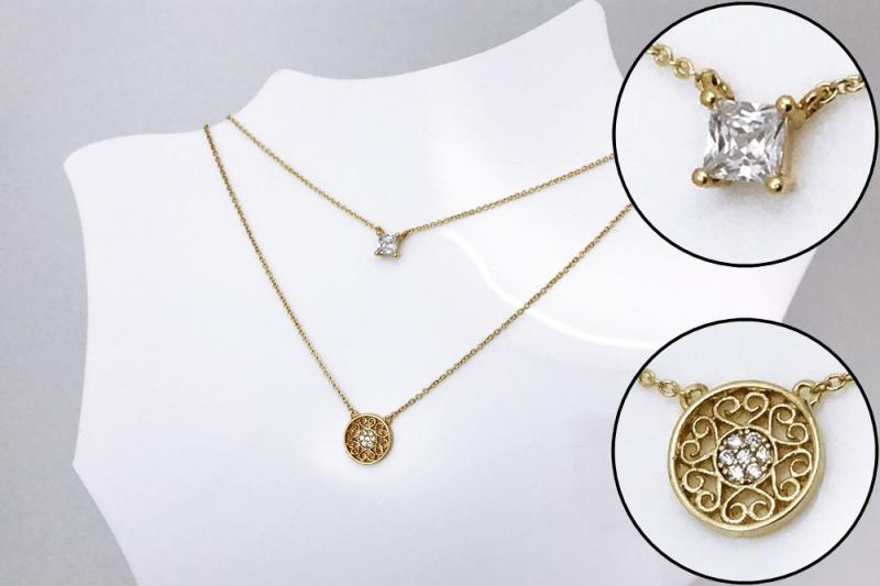 [Ozel] Romantic Mood Glossy Brass Cubic Necklace