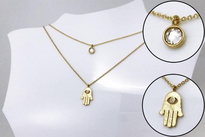 [Ozel] Elegant Glossy Brass Cubic Necklace
