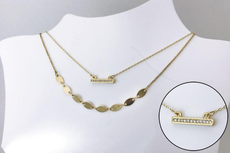 [Ozel] Subtle Charm Glossy Brass Cubic Necklace