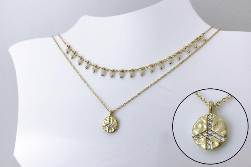 [Ozel] Layered Glossy Brass Cubic Necklace