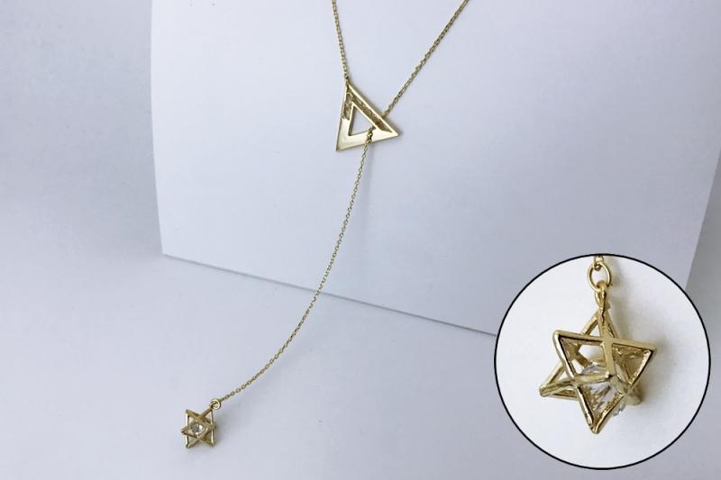 [Ozel] Girlfriend gift glossy brass cubic zirconia necklace
