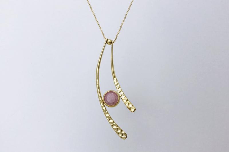 [Ozel] Trendy glossy brass cubic zirconia necklace