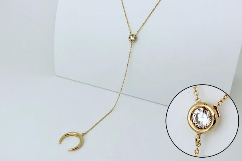 [Ozel] Elegant Glossy Brass Cubic Necklace