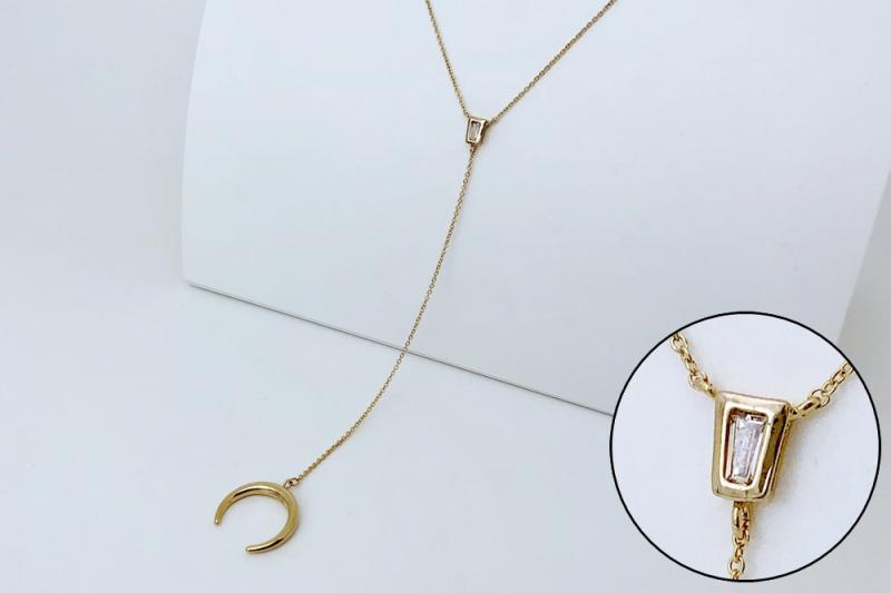 [Ozel] Stylish Glossy Brass Cubic Necklace