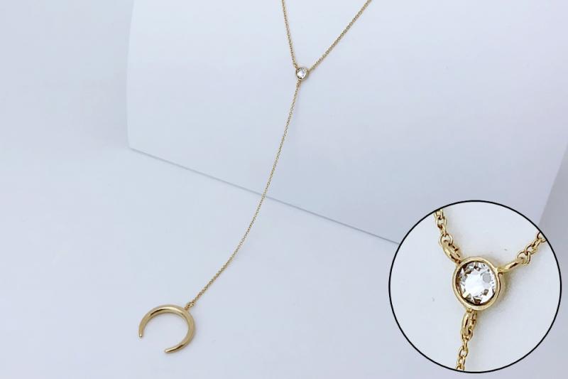 [Ozel] Simple Minimal Glossy Brass Cubic Necklace