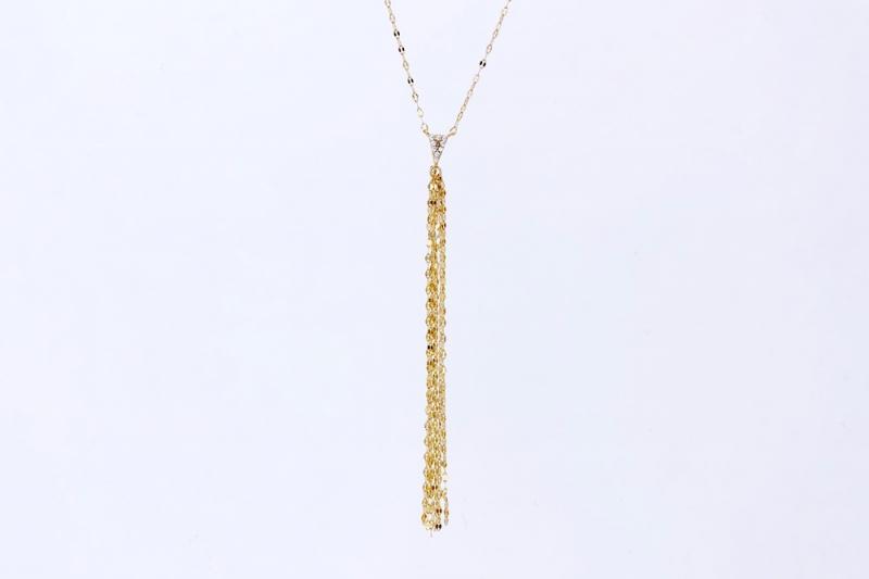 [Ozel] Simple Minimal Glossy Brass Cubic Necklace