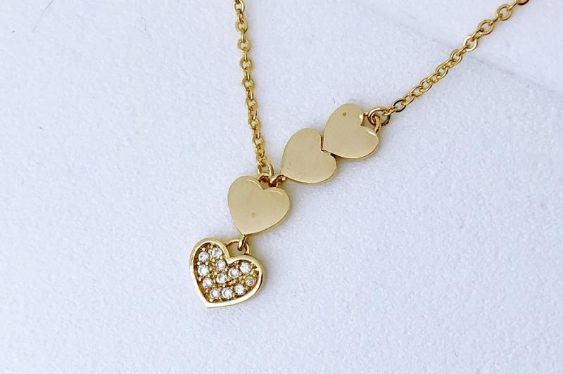 [Ozel] Layered Glossy Brass Cubic Necklace