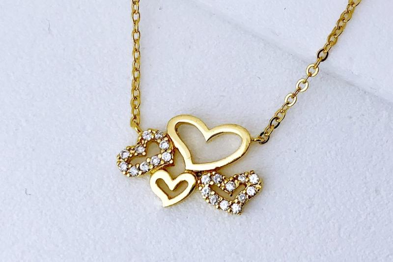 [Ozel] Feminine Glossy Brass Cubic Necklace