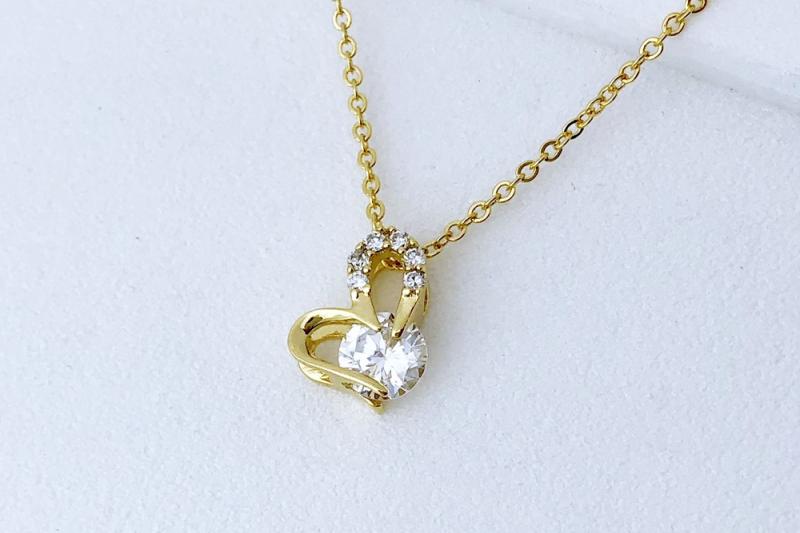 [Ozel] Modern Classic Glossy Brass Cubic Necklace