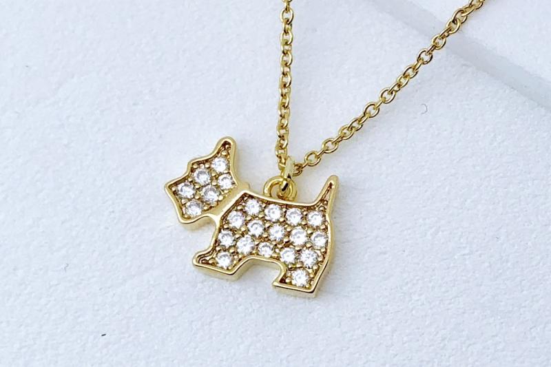 [Ozel] Wedding Guest Look Glossy Brass Cubic Necklace