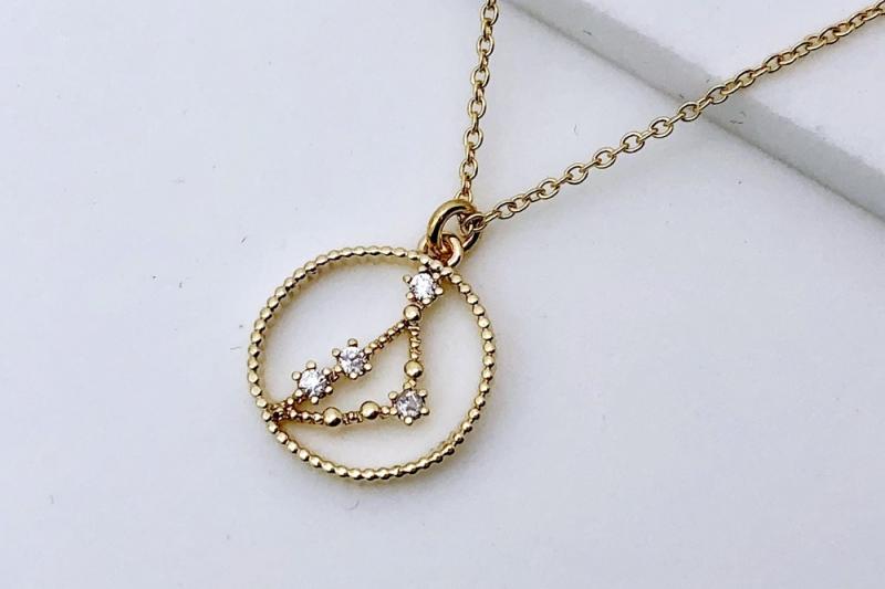 [Ozel] Statement Look Glossy Brass Cubic Necklace