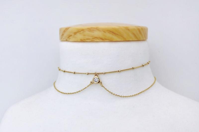 [Ozel] Girlfriend Gift Glossy Brass Cubic Necklace