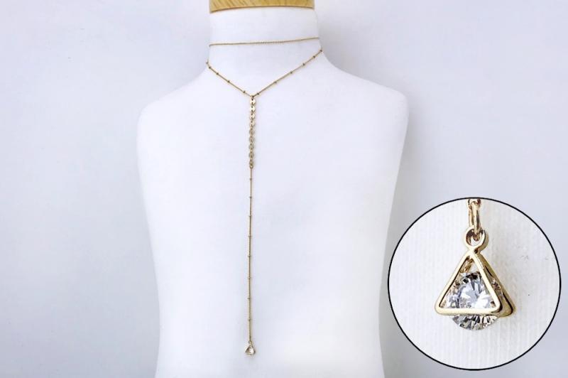 [Ozel] Romantic Mood Glossy Brass Cubic Necklace