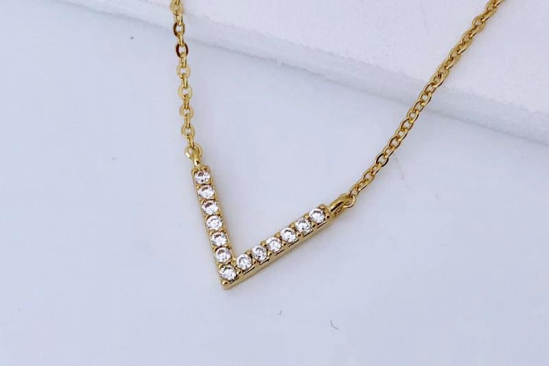 [Ozel] Romantic Mood Glossy Brass Cubic Necklace
