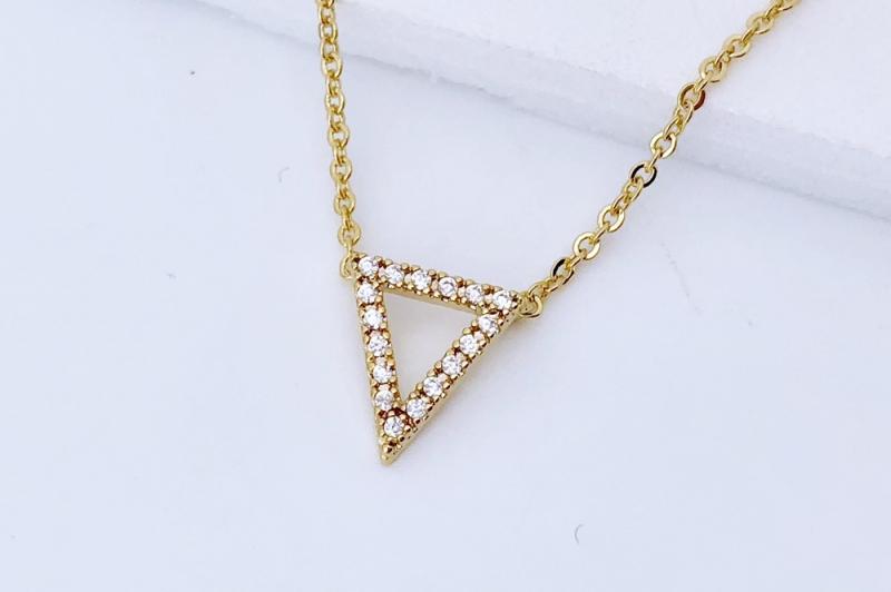 [Ozel] Wedding Guest Look Glossy Brass Cubic Necklace