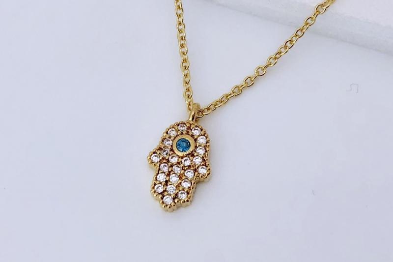 [Ozel] Delicate Fit Glossy Brass Cubic Necklace