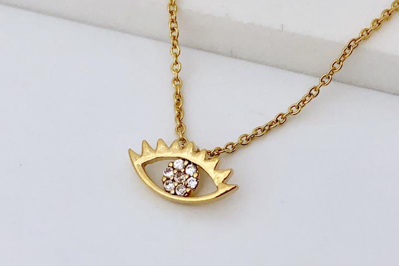 [Ozel] Luxurious Glossy Brass Cubic Necklace