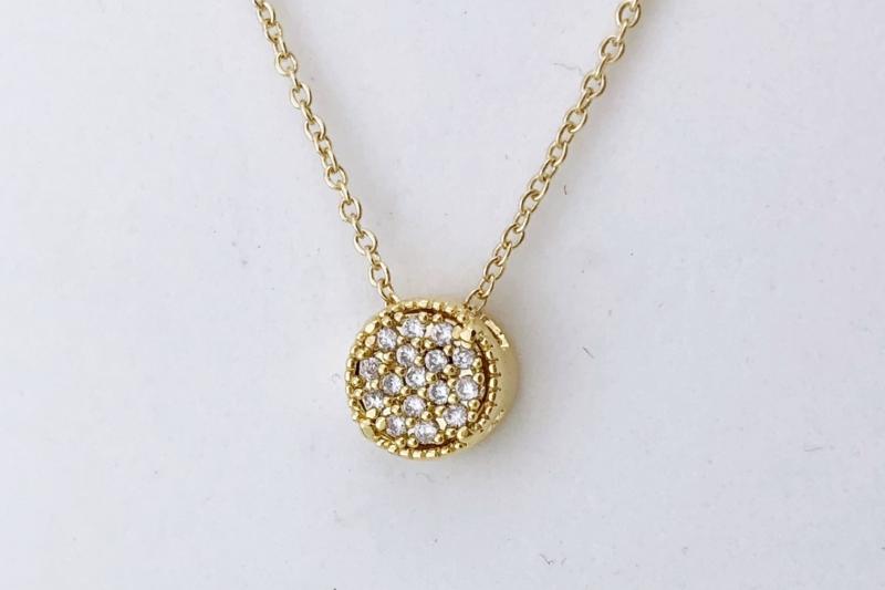 [Ozel] Simple Minimal Glossy Brass Cubic Necklace