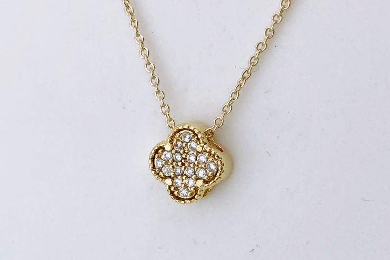 [Ozel] Feminine Glossy Brass Cubic Necklace