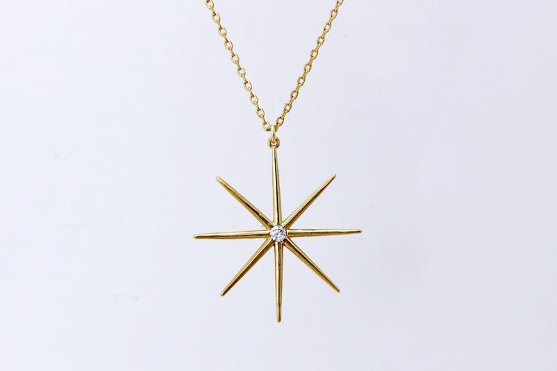 [Ozel] Statement Look Glossy Brass Cubic Necklace