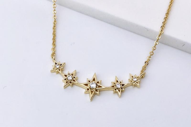 [Ozel] Simple Minimal Glossy Brass Cubic Necklace
