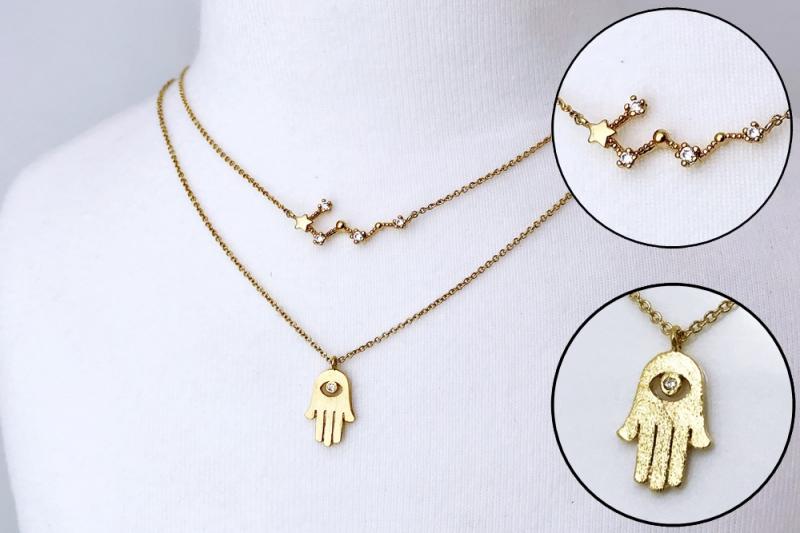 [Ozel] Feminine Glossy Brass Cubic Necklace