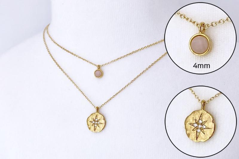 [Ozel] Layered Glossy Brass Cubic Necklace