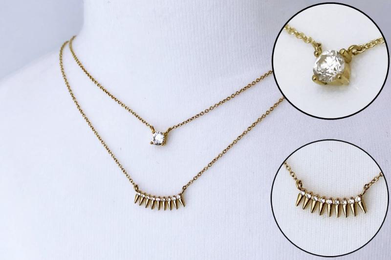 [Ozel] Unique Mood Glossy Brass Cubic Necklace