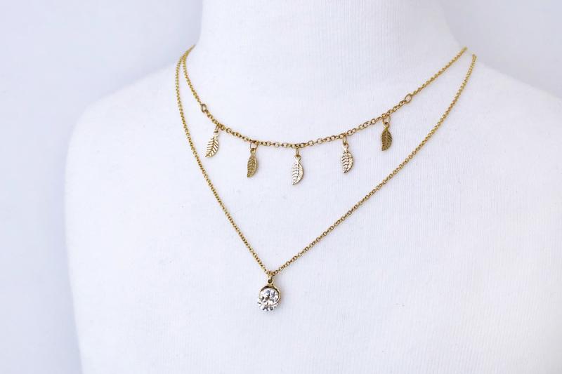 [Ozel] Layered Glossy Brass Cubic Necklace