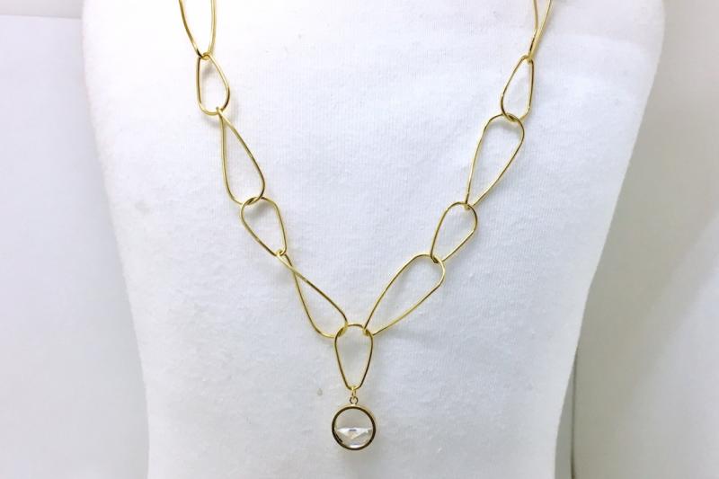 [Ozel] Modern Classic Glossy Brass Cubic Necklace