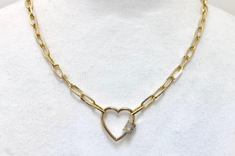 [Ozel] Luxurious Glossy Chain Brass Cubic Necklace