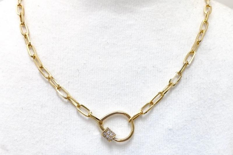[Ozel] Daily Point Glossy Chain Brass Cubic Necklace