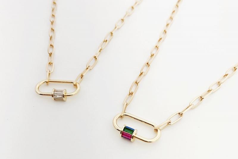 [Ozel] Statement Look Glossy Chain Brass Cubic Necklace