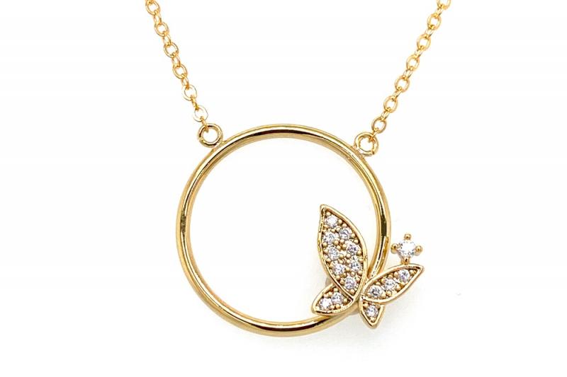 [Ozel] Simple Minimal Glossy Brass Cubic Necklace