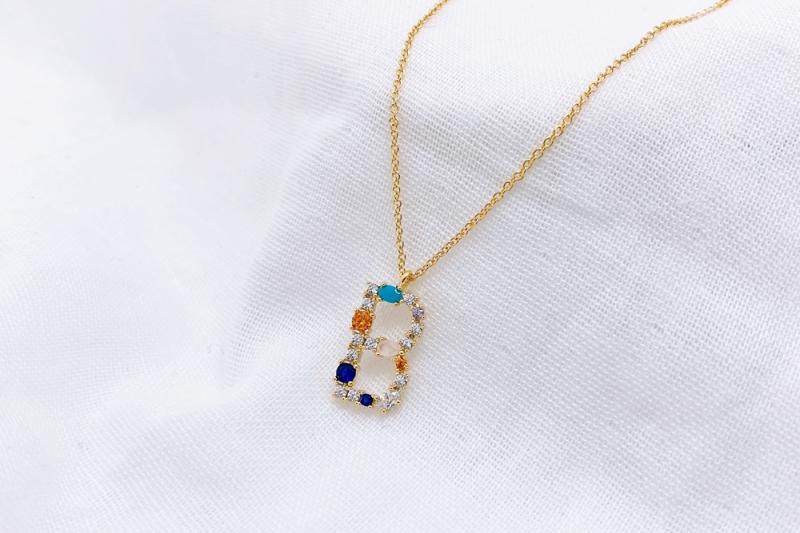[Ozel] Vintage Vibe Glossy Brass Cubic Necklace