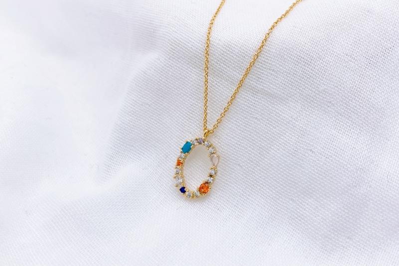 [Ozel] Casual Mood Glossy Brass Cubic Necklace