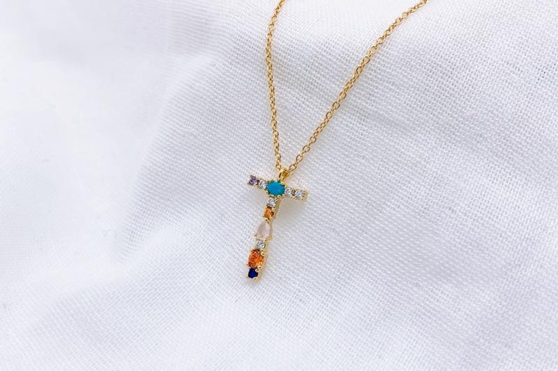 [Ozel] Delicate Fit Glossy Brass Cubic Necklace