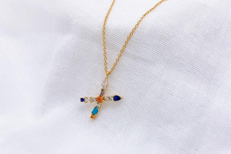 [Ozel] Girlfriend Gift Glossy Brass Cubic Necklace