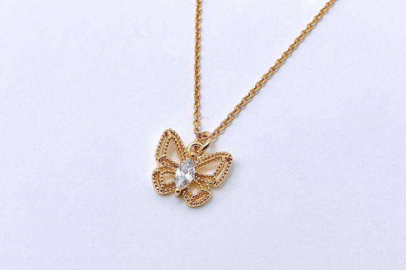 [Ozel] Casual Mood Glossy Brass Cubic Necklace