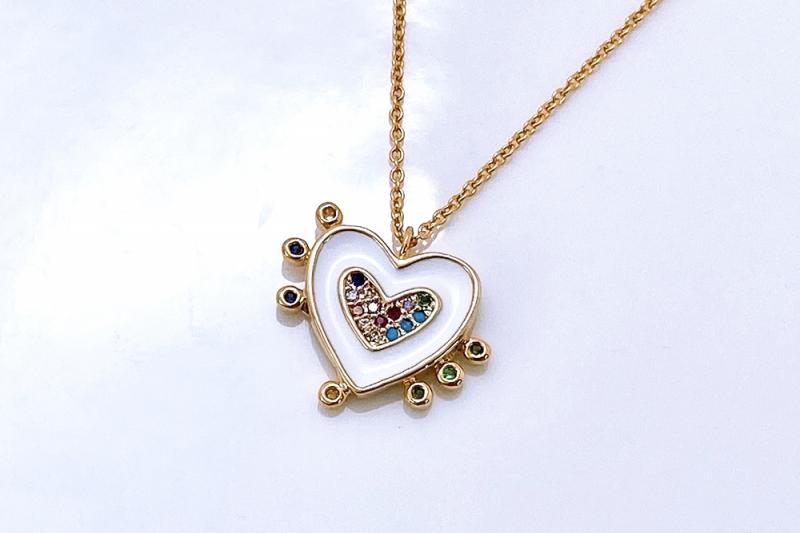 [Ozel] Chic Point Glossy Brass Epoxy Cubic Necklace