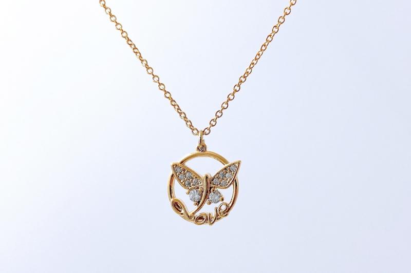 [Ozel] Vintage Vibe Glossy Brass Cubic Necklace