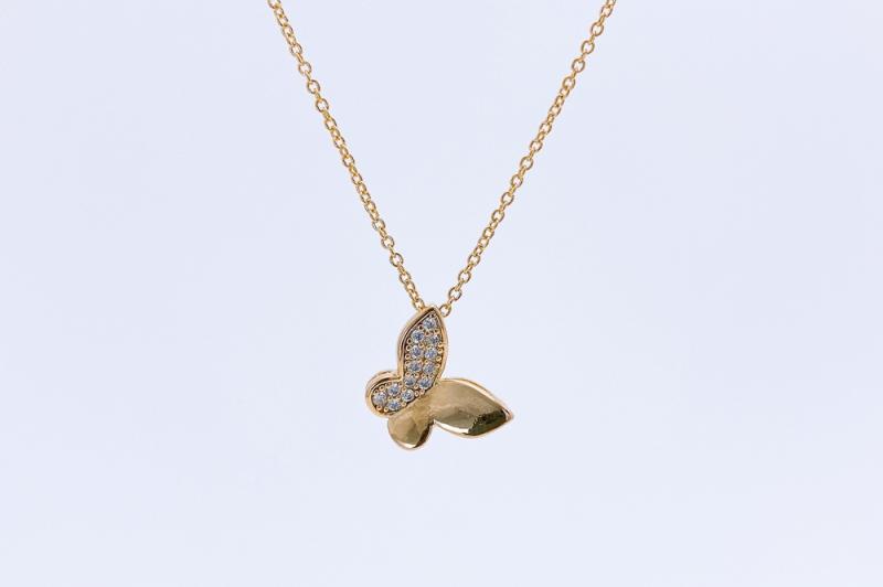 [Ozel] Wedding Guest Look Glossy Brass Cubic Necklace