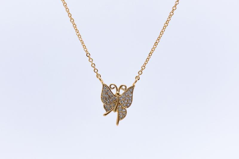 [Ozel] Vintage Vibe Glossy Brass Cubic Necklace