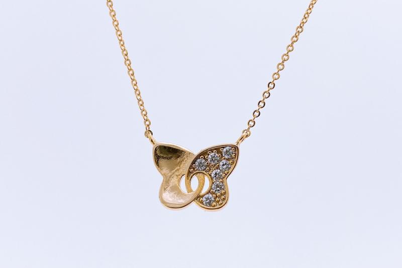 [Ozel] Delicate Fit Glossy Brass Cubic Necklace